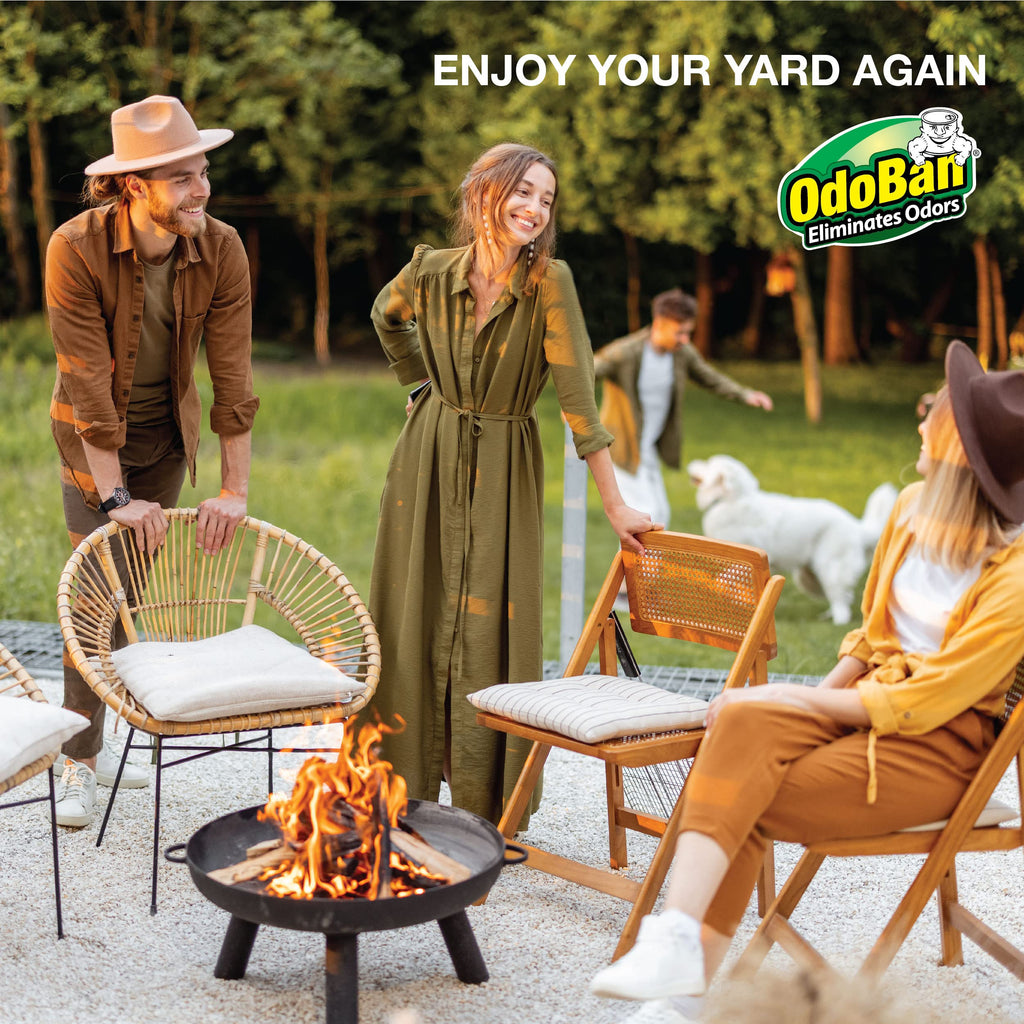 OdoBan Outdoor and Yard Odor Eliminator, Plant-Friendly Formula, Made in the USA, Clean Fresh Scent, 32 Fluid Ounce Bottle with Hose End Sprayer, 2-Pack