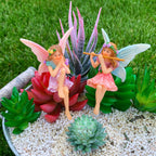 Mood Lab Fairy Garden Figurines - Sitting Fairies Set (2 pcs) - Miniature Decorative Statues - Outdoor Indoor Garden Decor