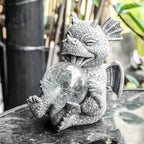 Jy.Cozy Garden Dragon Statue Solar Powered Outdoor Figurine Light Decor Cute and Hold Glowing Glass Ball Resin Sculpture Home Decoration for Porch Patio Lawn Farm Yard Housewarming Ornament Gift