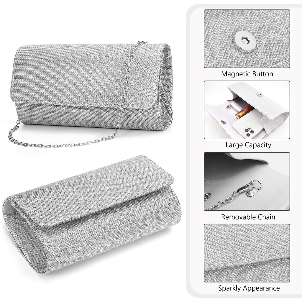 FEYIR Clutch Purse Jewelry Set for Women Evening Bags Rhinestone Crystal Necklace Earrings Bracelet Set Formal Wedding Bridal Accessories Jewelry for Prom