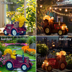 YUETJIN Solar Lighted Squirrel's Farm Tractor Statue