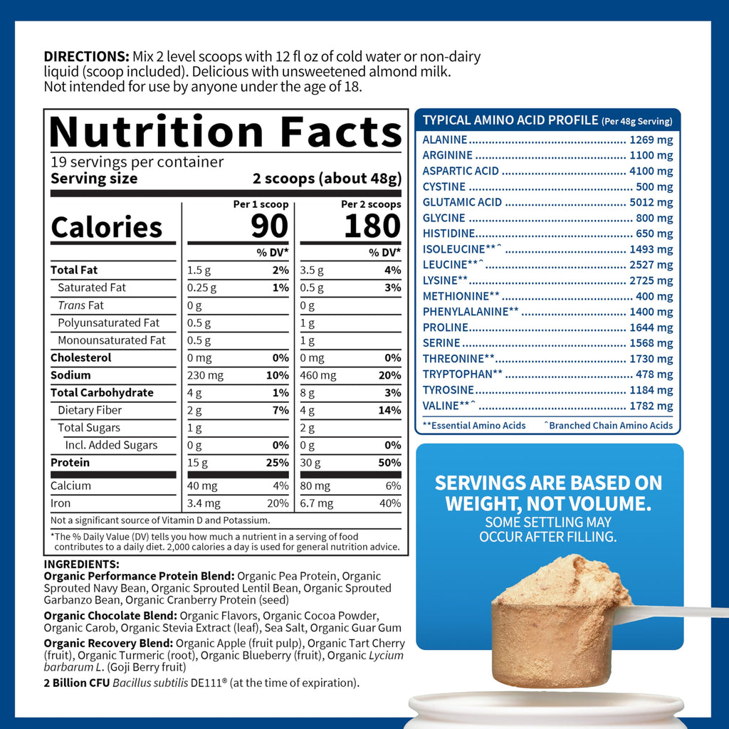 Garden of Life Organic Vegan Protein Powder with Probiotics, BCAAs, NSF Certified, Gluten Free & Sport, Non GMO, Sport Protein Powder, 19 Servings, Chocolate