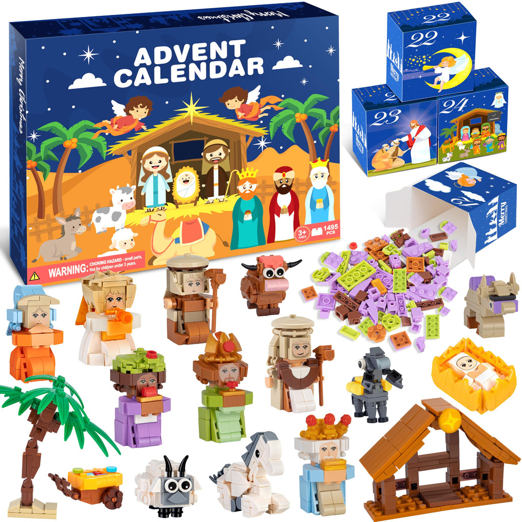 Nativity Advent Calendar 2026 Kids – 24 Days Building Blocks Kits Countdown Gifts, Christmas Stocking Stuffer Building Toys for Boys, Girls, Teens & Adults Ages 6+