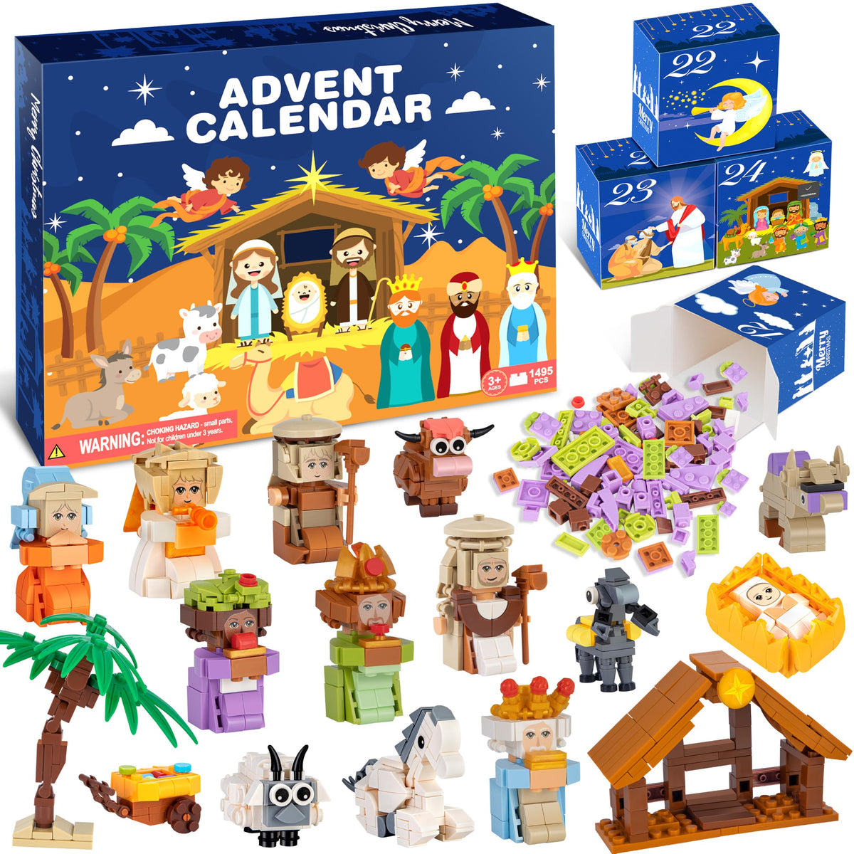 Nativity Advent Calendar 2026 Kids – 24 Days Building Blocks Kits Countdown Gifts, Christmas Stocking Stuffer Building Toys for Boys, Girls, Teens & Adults Ages 6+