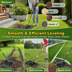 Lawn Leveling Rake: Anti Flipping 17" x 10" Stainless Steel Lawn Ground Leveler for Soil, Heavy Duty Grass Top Soil Dressing Leveling Rake, Home Lawn,Golf Field,Yard Landscaping Tool, 60” Long Handle