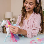 Sunny Days Entertainment Blue Ribbon Champions Fantasy Unicorn Grooming Set, Fantasy Toy Horse with Sounds and 12 Accessories, 4+