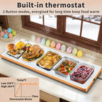 Warming Mat for Food (Extra Long 40"x12"), Warming Trays for Buffets Party & Daily Use, Temperature Control Food Warmer, Full Surface Warm Tempered Glass Food Warming Mat, White Electric Warming Tray