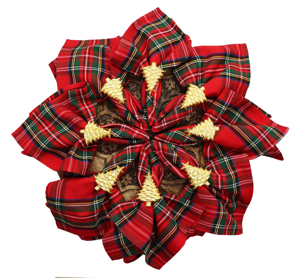 COTTON CRAFT Christmas Tartan Plaid Cloth Napkins - 12 Pack 100% Cotton
