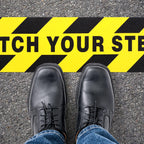Boao 24 Pieces Watch Your Step Stickers Sign 6 x 24 Inch Caution Watch Your Step Floor Decals Warning Sticker Adhesive Tape Anti Slip Abrasive Tape for Workplace Safety Wet Floor Caution