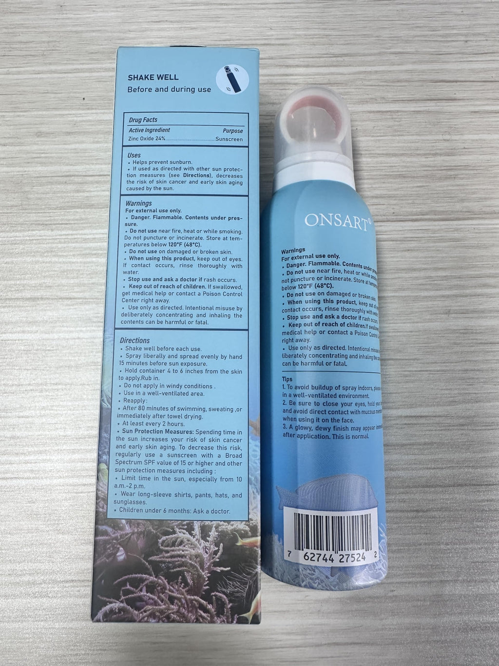 Reef Safe Sunscreen Spray SPF 50, Zinc Oxide Mineral Sunscreen Spray, Broad Spectrum UVA/UVB Protection, 360° Spray, Lightweight & Water Resistant, 6.76oz/200ml