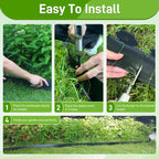 Quibbay 2 Inch x 50FT Landscape Edging Border with 75 Anchoring Spikes, No Dig Garden Border Edging Kit, Plastic Lawn Edging Border for Landscaping Garden Flower Beds Lawn Yard Paver Pathway, Black