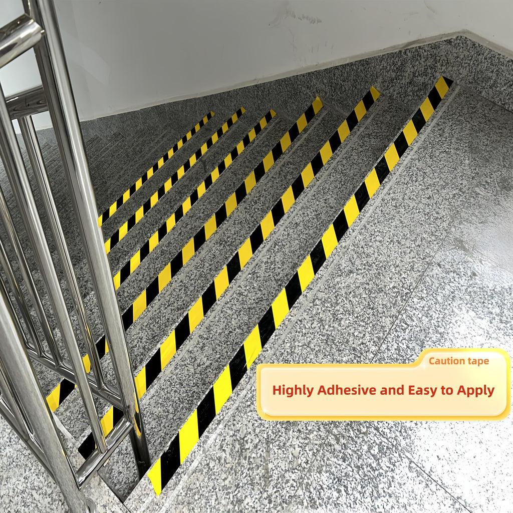 SWRT 2 Roll 2 Inch x 110FT Black & Yellow Hazard Tape Warning Safety Stripe Tape for Floor Marking, Strong Adhesive Wear Resistance Warterproof Caution Tape Roll Ideal for Walls, Floors(2 Roll)