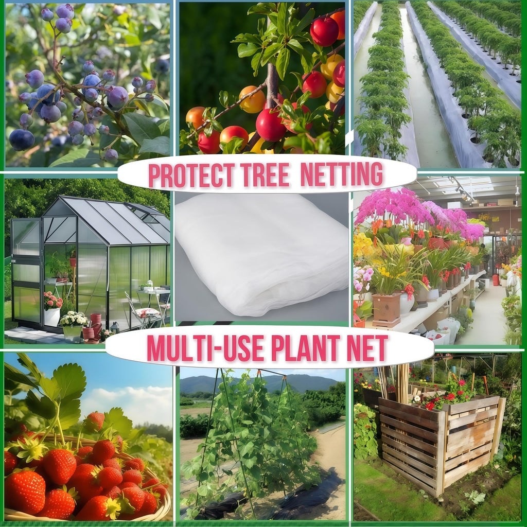 Extra Large 1Pack 15×15Ft Fruit Tree Netting with Drawstring & Zipper - Reusable Plant Protection Bag, Heavy Duty PE Mesh Cover for Blueberry Bushes - Blocks Birds/Deer/Squirrels