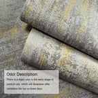 JiffDiff Vintage Metallic Peel and Stick Wallpaper Industrial Metallic Concrete Wall Paper Modern Stick on Wallpaper Self Adhesive Contact Paper(17.3" x 800" Light Gray)