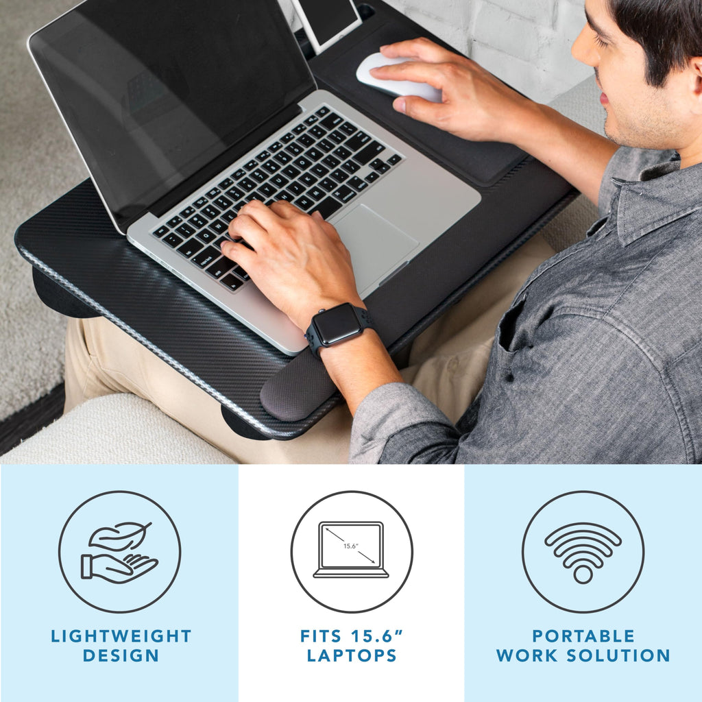 LAPGEAR Home Office Pro Lap Desk - Black Carbon, Fits 15.6” Laptops