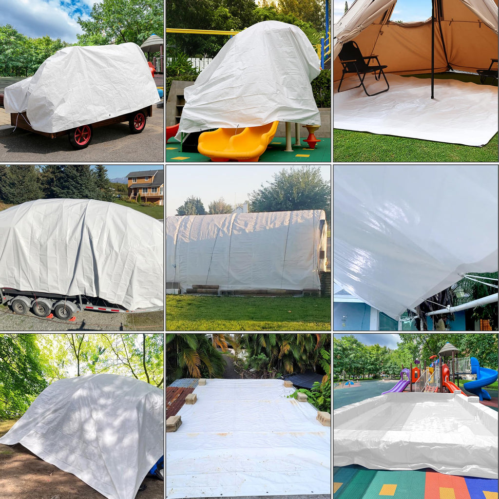 STARPYNG-7 Mil White 10x10 Feet Tarp-Multifunctional White Waterproof Tarpaulin-Waterproof, UV Resistant, Rip and Tear Resistant, Poly Tarpaulin with Reinforced Edges for Cover