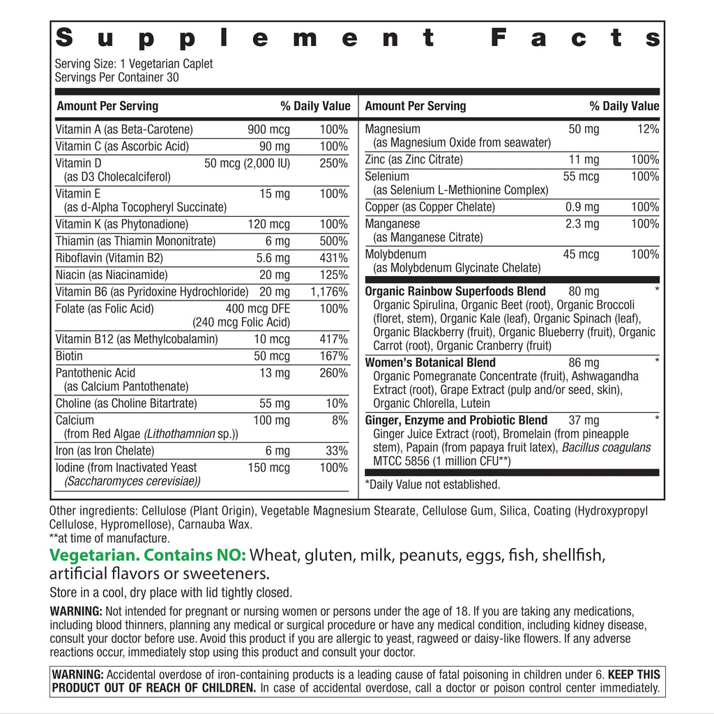 Rainbow Light Certified Womens Multivitamin, Multivitamin Supplement, 120 Caps (Pack May Vary)