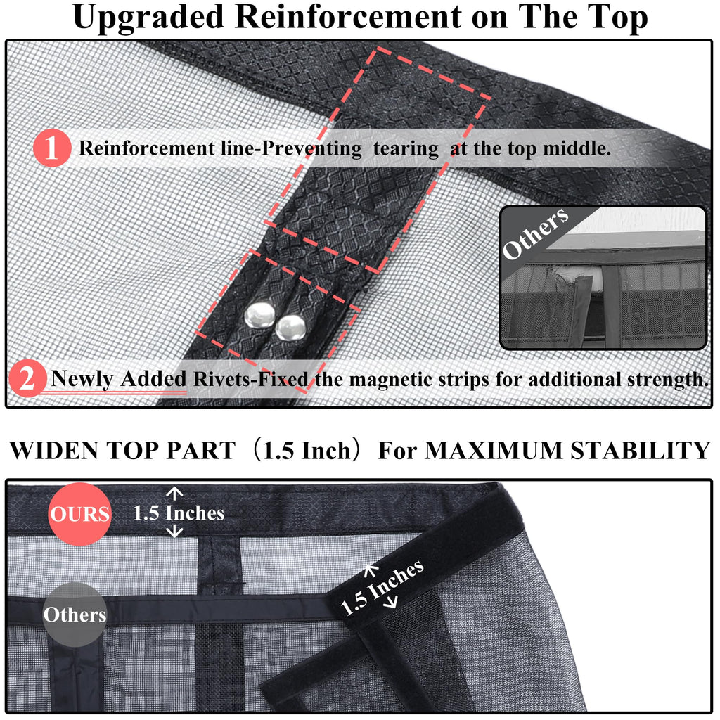 Mpmedo Magnetic Screen Door Upgraded-Model Full Strip Magnets,Reinforced Heavy Duty Mesh Screen Doors Magnets,Full Frame Seal Retractable Door Screen Magnetic Closure for Single Front Sliding Door
