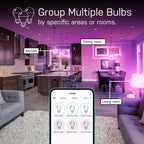 Feit Electric OM60/RGBW/CA/AG/3 60 Watt Equivalent WiFi Color Changing and Tunable White, Dimmable, No Hub Required, Alexa or Google Assistant A19 LED Smart Light Bulb, 3-Pack, Rgbw Multicolor, 60W