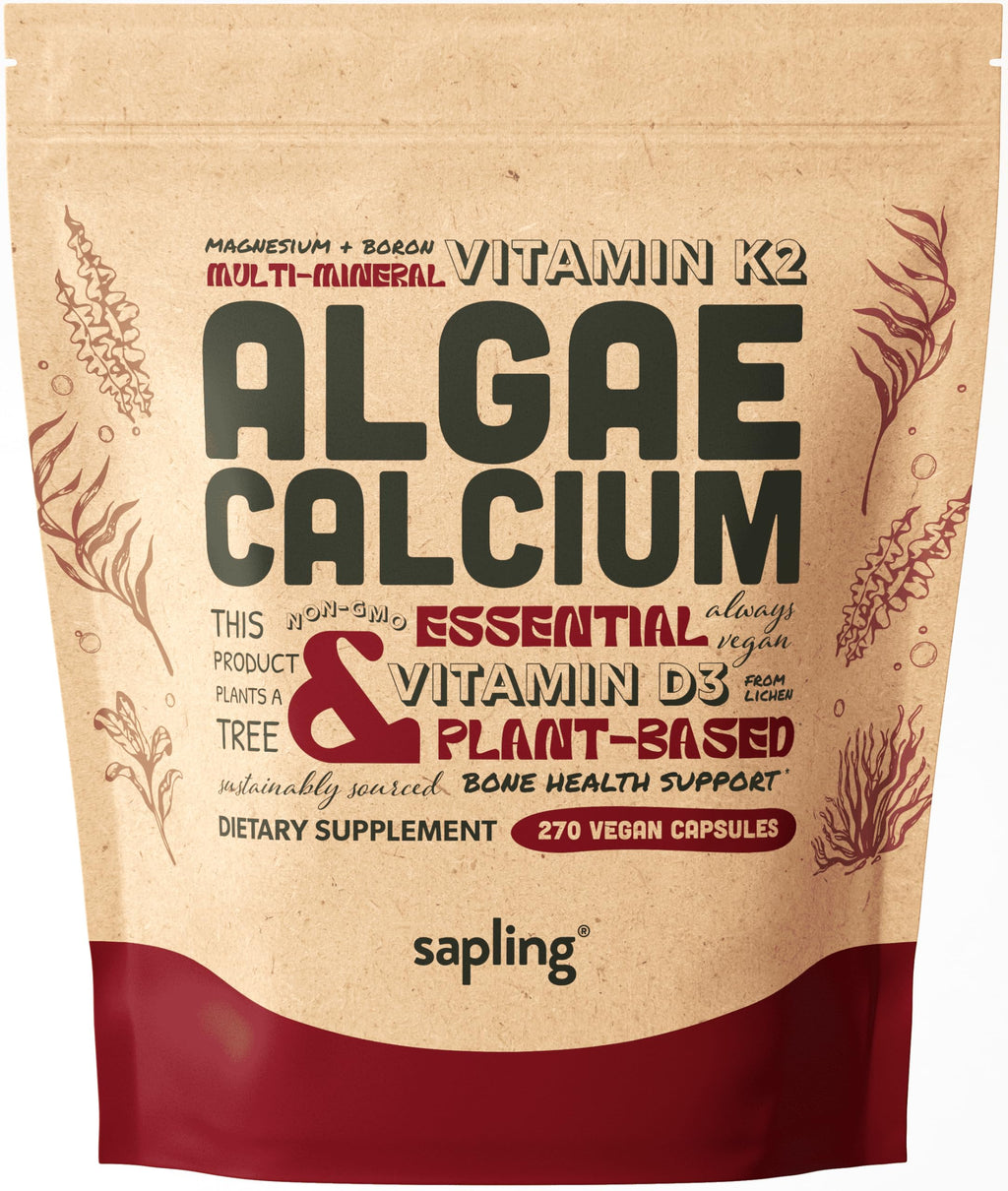 Calcium Supplement - Whole Food with Vitamin K2 & D3, Magnesium, Zinc, Boron, Mineral Complex. Sourced Sustainably from Red Algae. for Bone Strength and Support. Non-GMO & Vegan (270 Count)