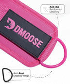DMoose Ankle Strap for Cable Machine - One Size Fit with Premium Padding, Glute Kickback Ankle Strap, Ankle Cable Straps for Workout, Booty Workout, Leg Extension, Hip Abductors (All Pink - Single)