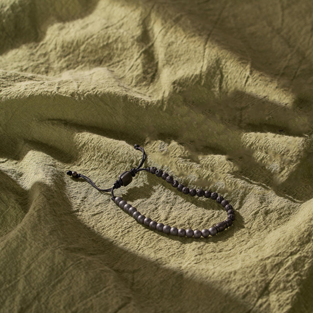 Fossil Men's Beaded Bracelet, Men's Bracelets, Color: Hematite, Lava