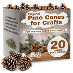 Billy Buckskin 20 Large Natural Pine Cones for Crafts, 3" to 4" Tall