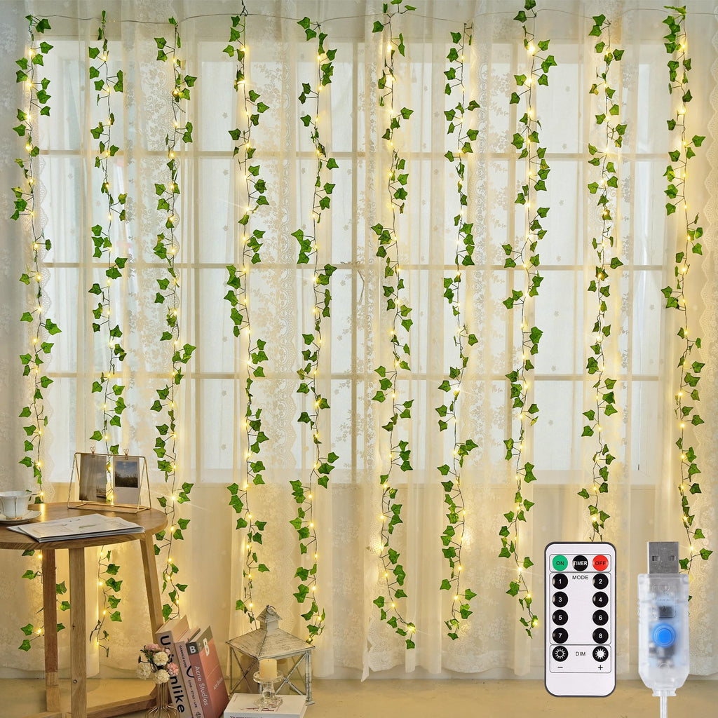 JMEXSUSS Vine Curtain Lights, 200 LED Vines with Fairy Lights for Bedroom