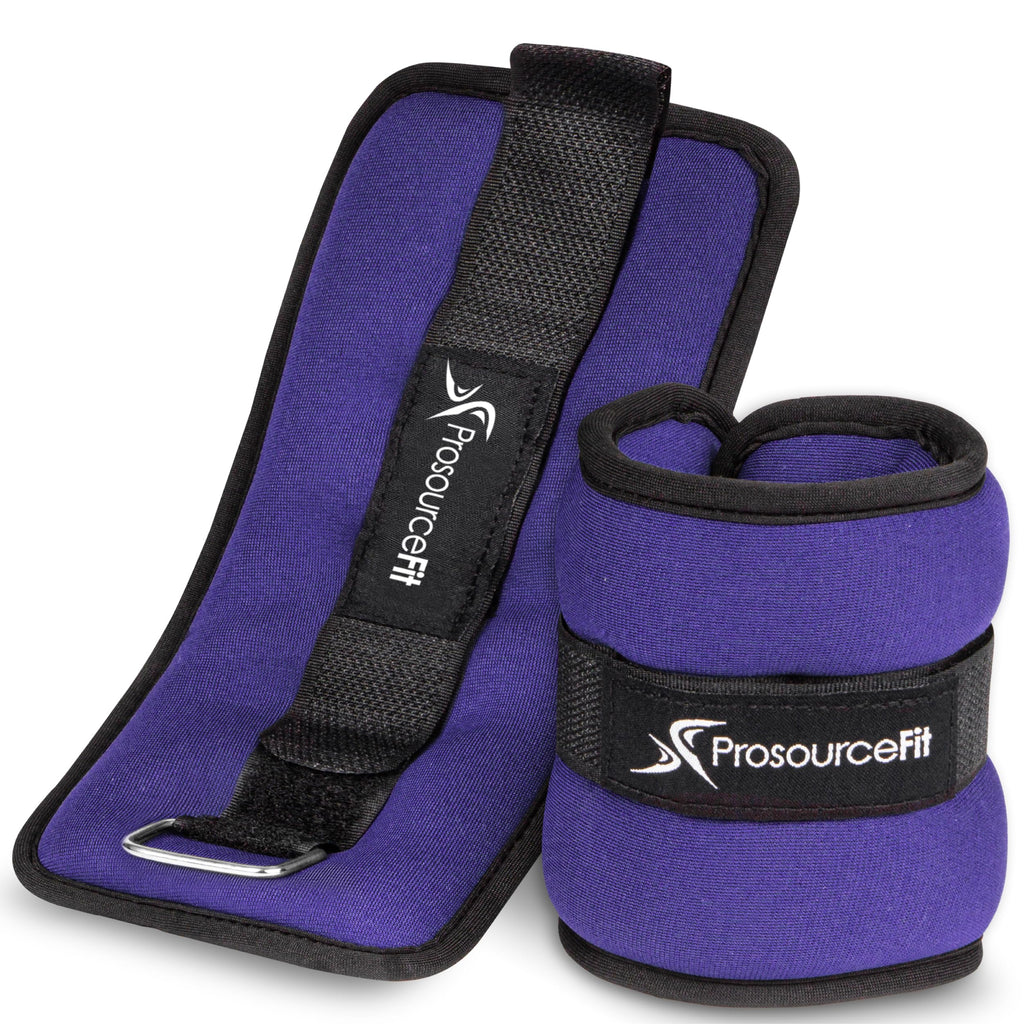 ProsourceFit Ankle / Wrist and Arm / Leg Weights Set of 2, Adjustable Strap for Men and Women, Purple 2.5 LB