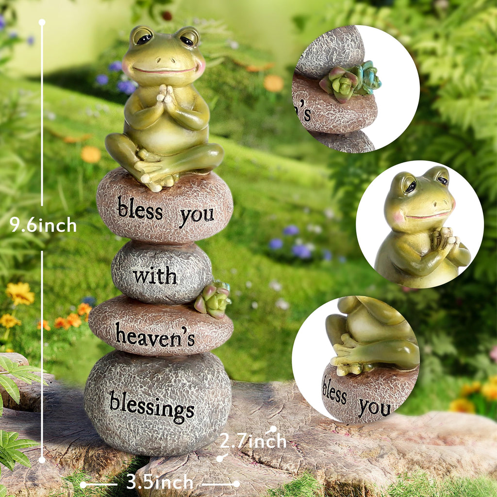Xintim Garden Yoga Frog Statue Decor Meditation Zen Yoga Frog Figurines for Home and Garden Decoration, Gifts for Women Patio Yard Lawn Outdoor Sculptures, Bless You