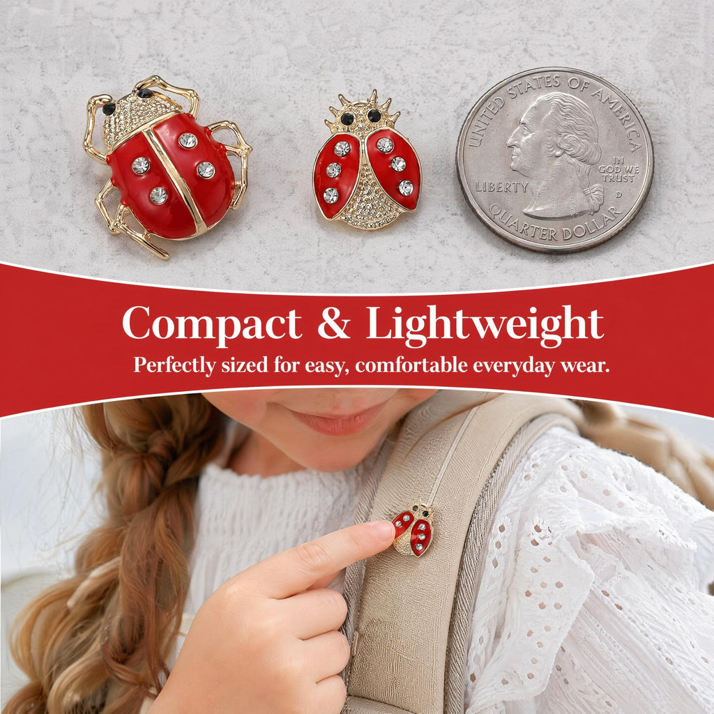 WRITWAA 12 Pcs Ladybug Brooch Pins Set for Women and Girls