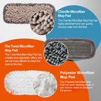 CLEANHOME Mops for Floor Cleaning with 3 Different Washable Pads and Extendable 55” Long Handle, Multifunction Dust Mop for Hardwood,Marble,Tile Floor Mopping,Orange