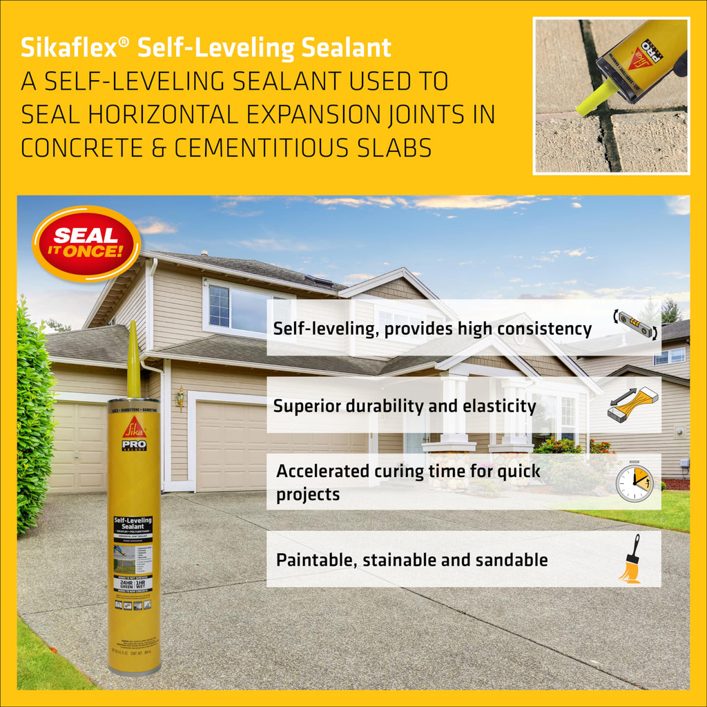 SIKA Sikaflex Self Leveling Sealant, Sandstone, 29 fl oz fL, Polyurethane, Sealing Horizontal Expansion Joints in Concrete, Accelerated Curing, Self-Leveling, Durable