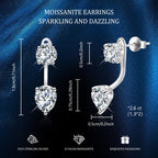 2.6Ct Silver Moissanite Earring Jacket Drop Diamond Stud Earrings for Women