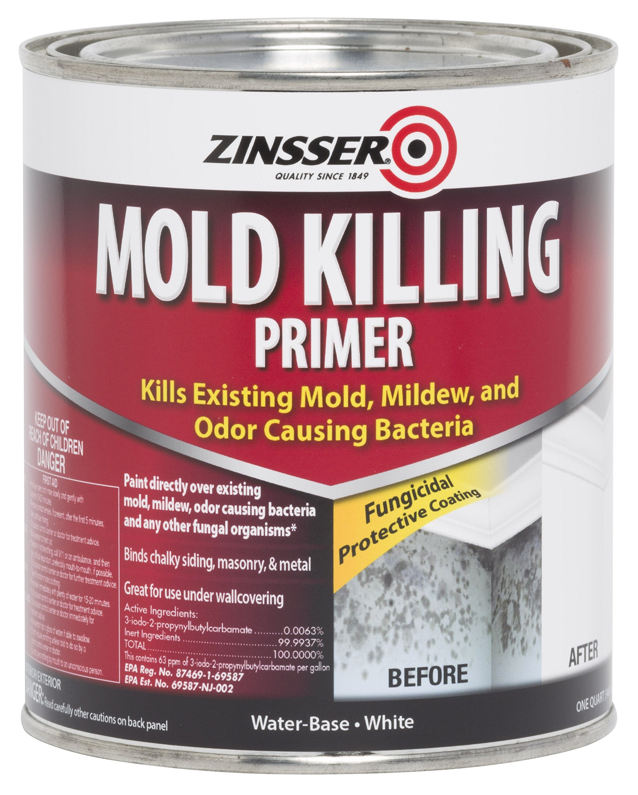 qt Zinsser 276087 White Mold Killing Primer Water-Based Mold Killing Primer