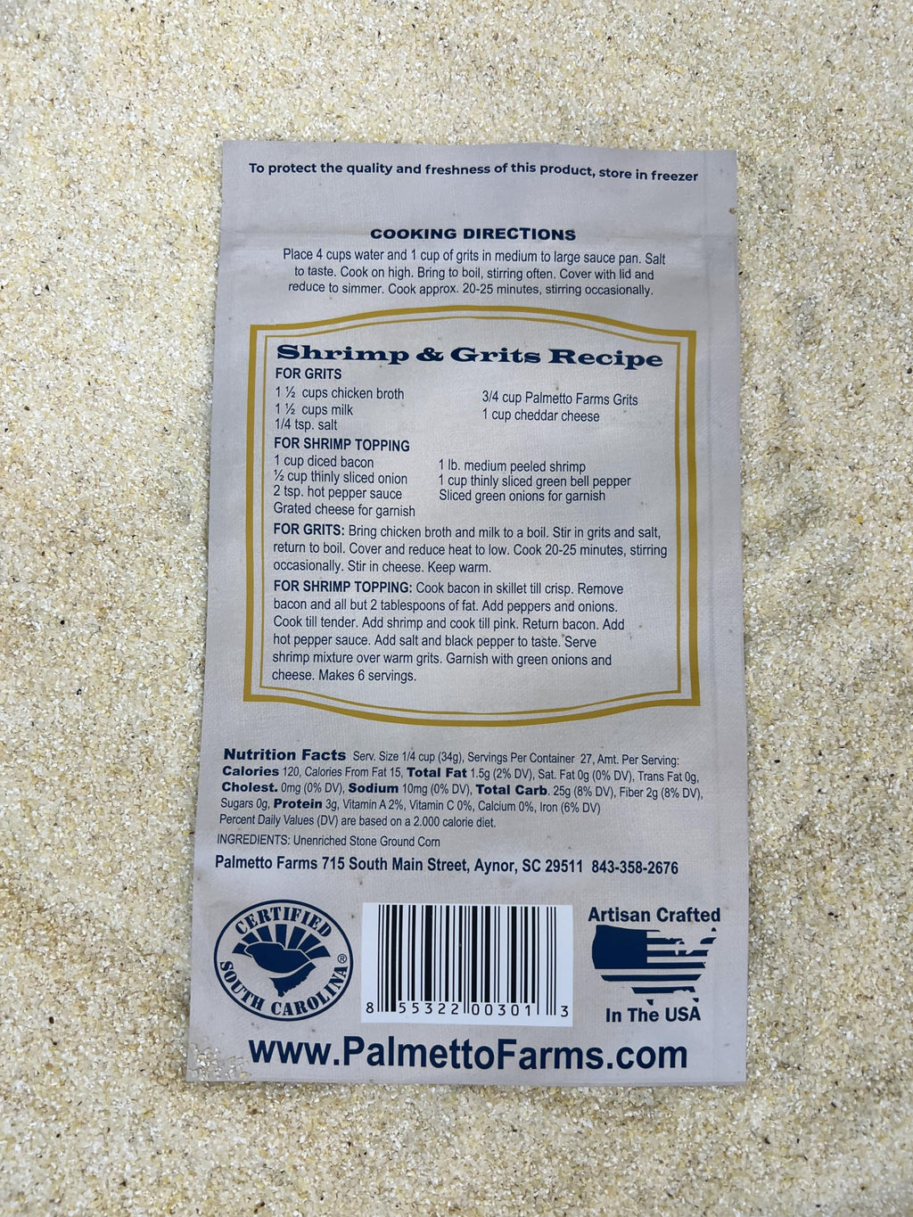 PALMETTO FARMS Stone Ground White Grits, 32 OZ