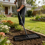 Lawn Leveling Rake, 42” x 10” Leveling Rake，Lawn Leveler w/ 72” Long Non-Slip Handle, Level Lawn Tool for Grass, Golf Field, Level Soil or Dirt Ground