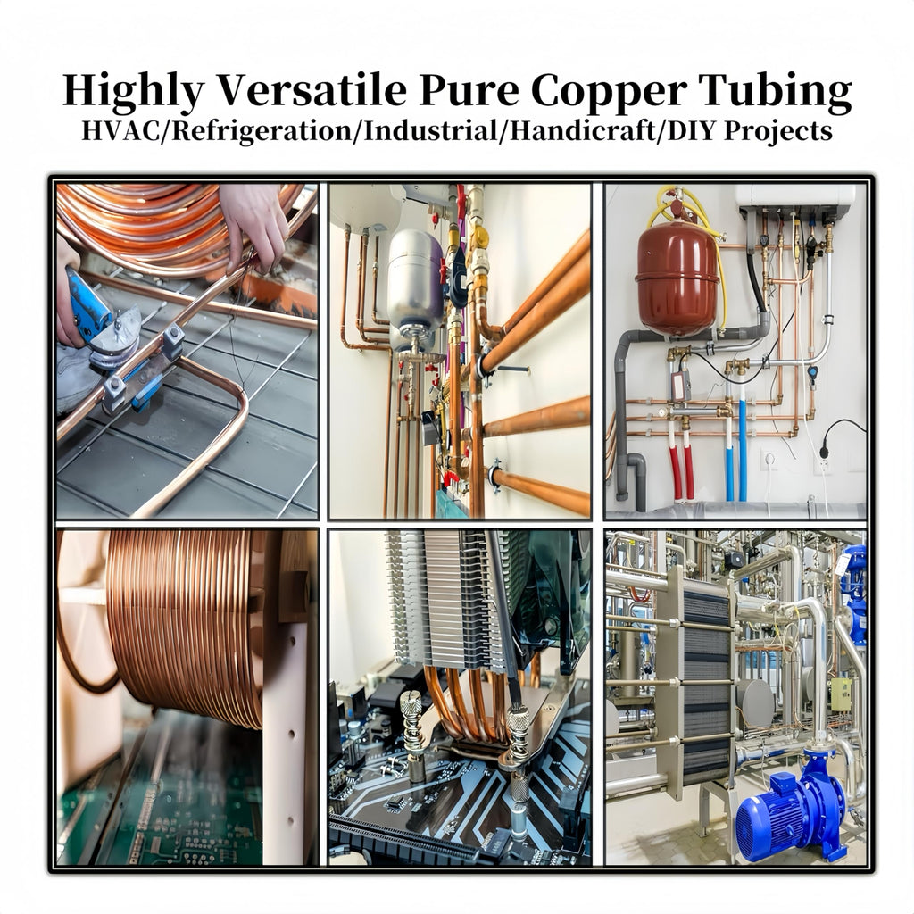 BELLA BAYS Copper Tubing 3/8" OD x 0.320" ID x 50 ft, 99.9% C12200 ASTM B280 Refrigeration ACR Tubing Seamless Soft Coil Round T2 Pure Copper Tube for HVAC System, Refrigerator, Industry, DIY