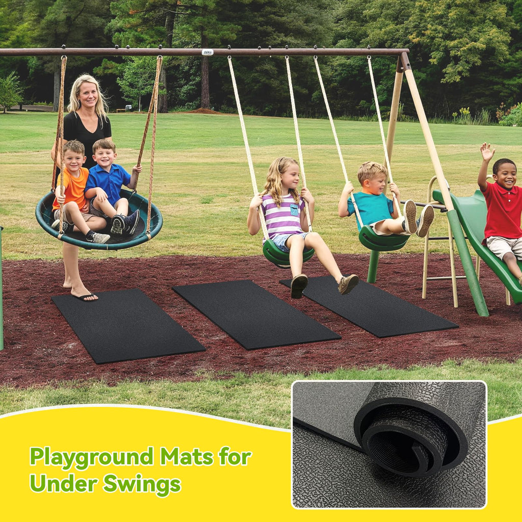2-Pack Outdoor Playground Mats, 40" L X 24" W High-Density PVC Playground Protection Mats Rubber Wearmat with Double-Sided Anti-Slip Texture for Swings and Slides