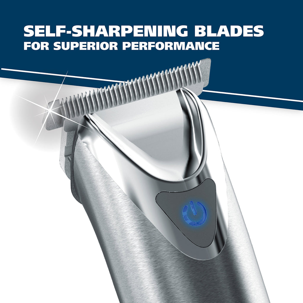 Wahl Stainless Steel Lithium Ion Plus - Beard Trimmer and Shaver for Men | Nose and Ear Hair Trimmer | US Version | Dual Voltage (Needs Plug Adapter) | Model 9864SS