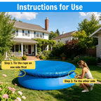 Pool Cover for Round Inflatable Swimming Pool, Round Pool Covers, Built-in Drawstring Dustproof Rainproof Foldable Above Ground Pool Cover (Blue, 10ft)