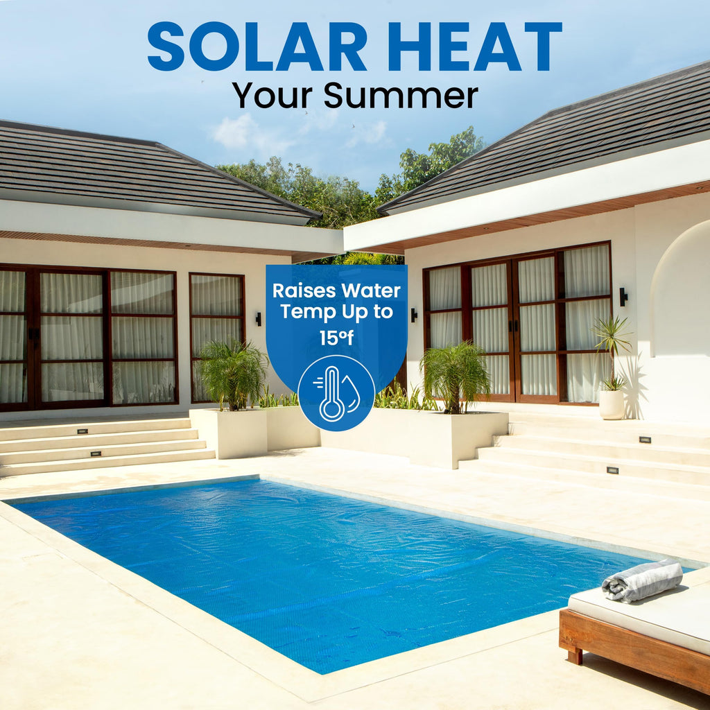 Sun2Solar Solar Pool Cover 16 Mil | 15 x 30 Ft Blue Solar Blanket | Rectangle Swimming Pool Cover | Water Conservation & Debris Protection