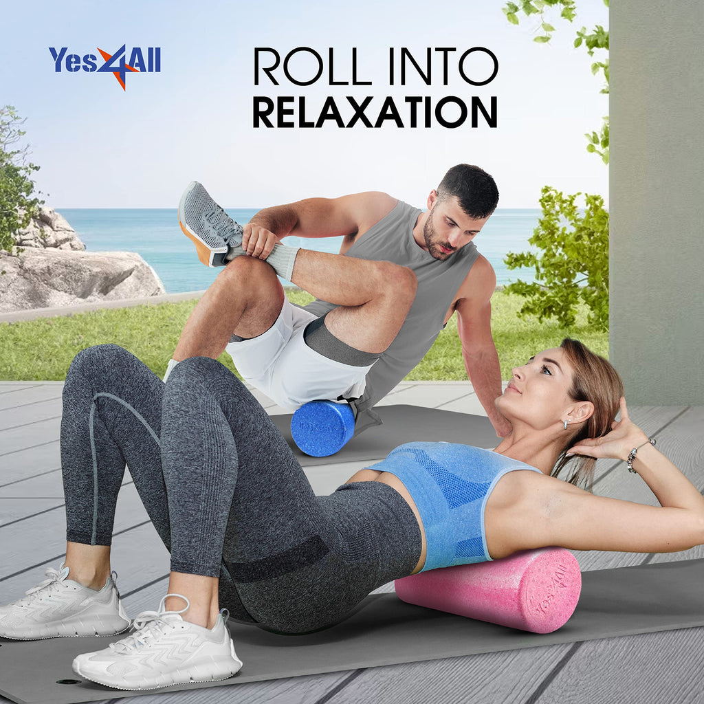 Yes4All High-Density Foam Roller for Back Relief, Yoga, Exercise, Muscle Deep Tissue Massage 12-18-24-36- Purple - 12 Inches