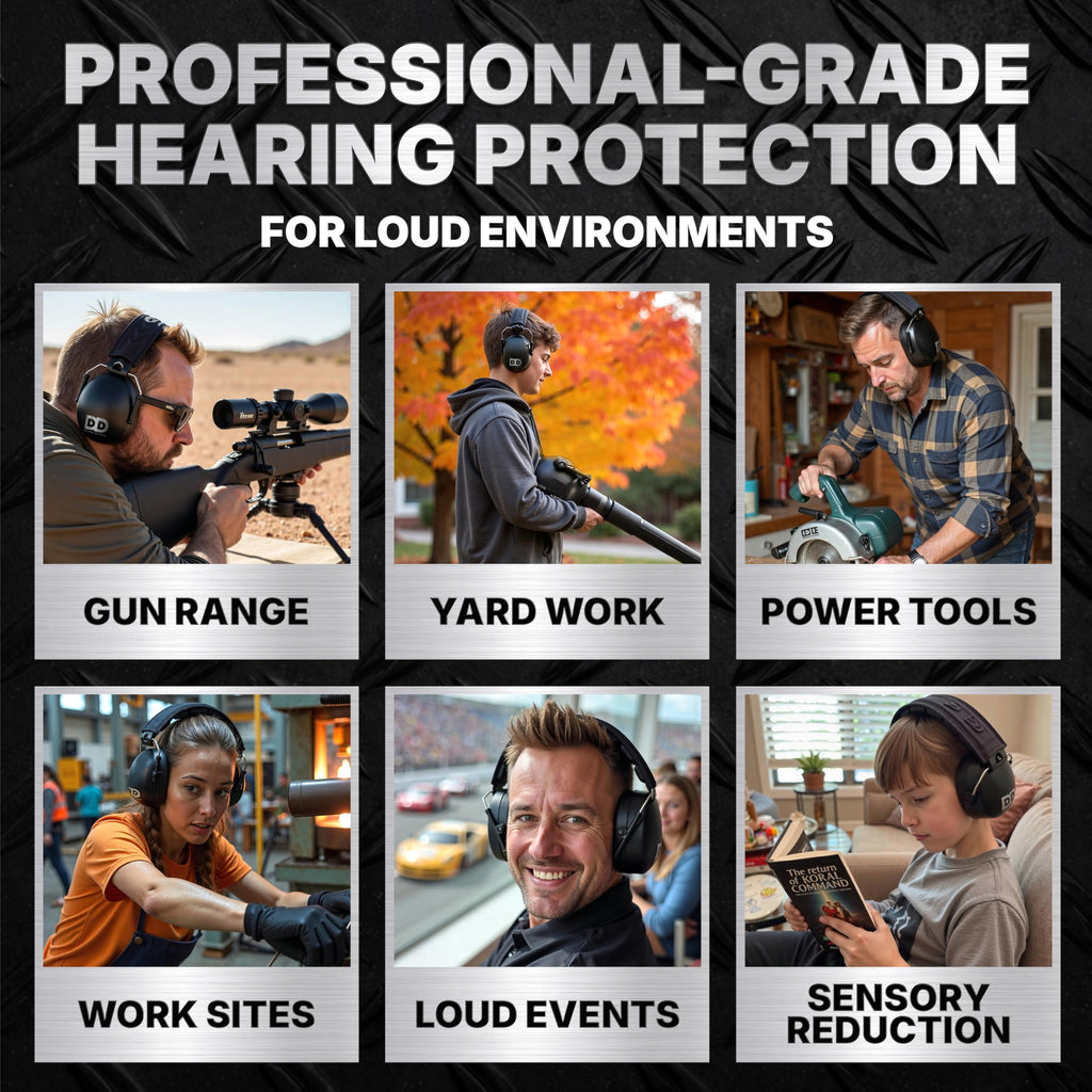 DECIBEL DEFENSE Professional Safety Ear Muffs 37dB NRR - The HIGHEST Rated & MOST COMFORTABLE Ear Protection for Shooting & Industrial Use - THE BEST HEARING PROTECTION...GUARANTEED (SAFETY YELLOW)
