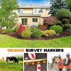 Silkfly 8 Pcs 6.7 Inch Survey Stakes Property Line Markers Low Profile Heavy Duty Hi-vis Orange Stakes Building Line Marker for Garden Lawn Landscape Edging Weed Barriers