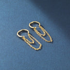 Reffeer Solid 925 Sterling Silver Minimalist Cuff Earrings Chain for Women Teens Cartilage Wrap Earrings Helix Cuffs (B-18K Gold)