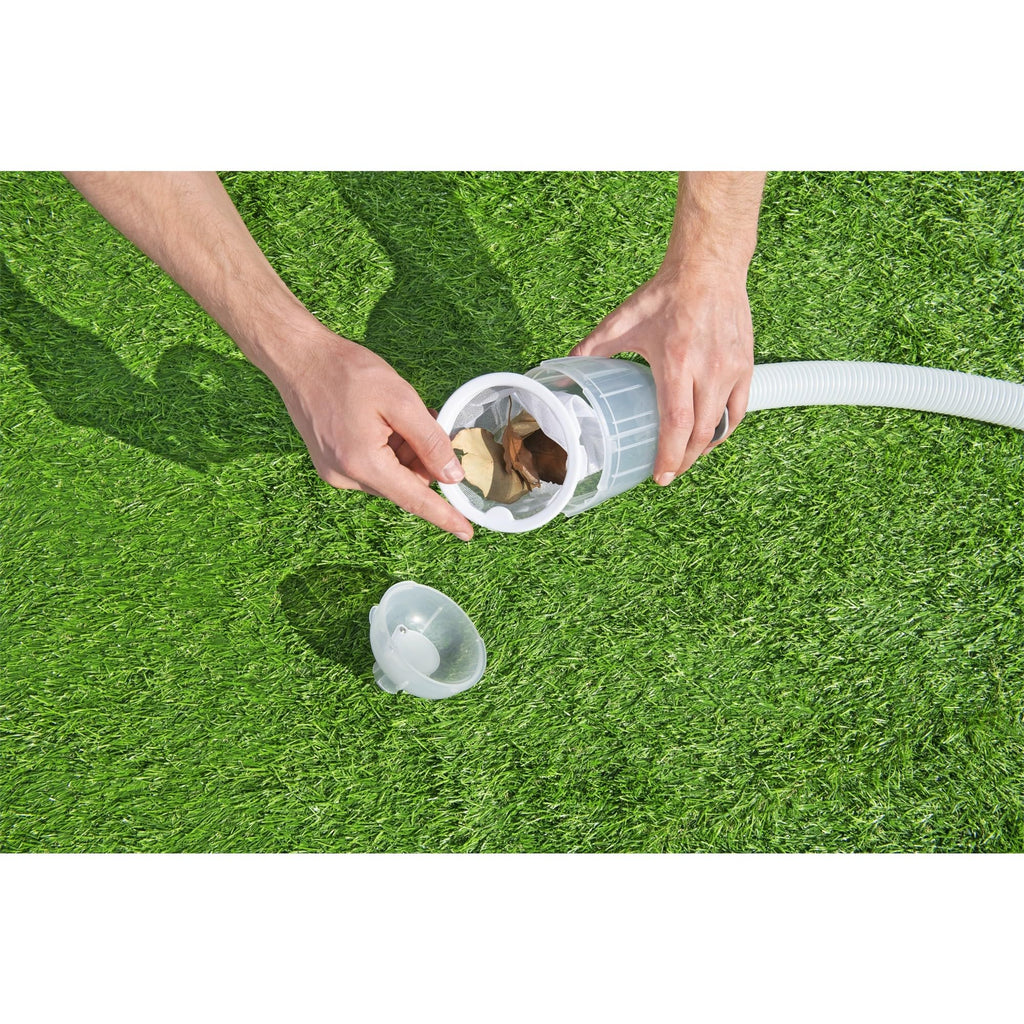 Bestway Flowclear AquaClean 110 Inch Pool Vacuum for 20 Feet Above Ground Pools with Removable Debris Bag, Suction Nozzle, Skimmer Head, and Adapters