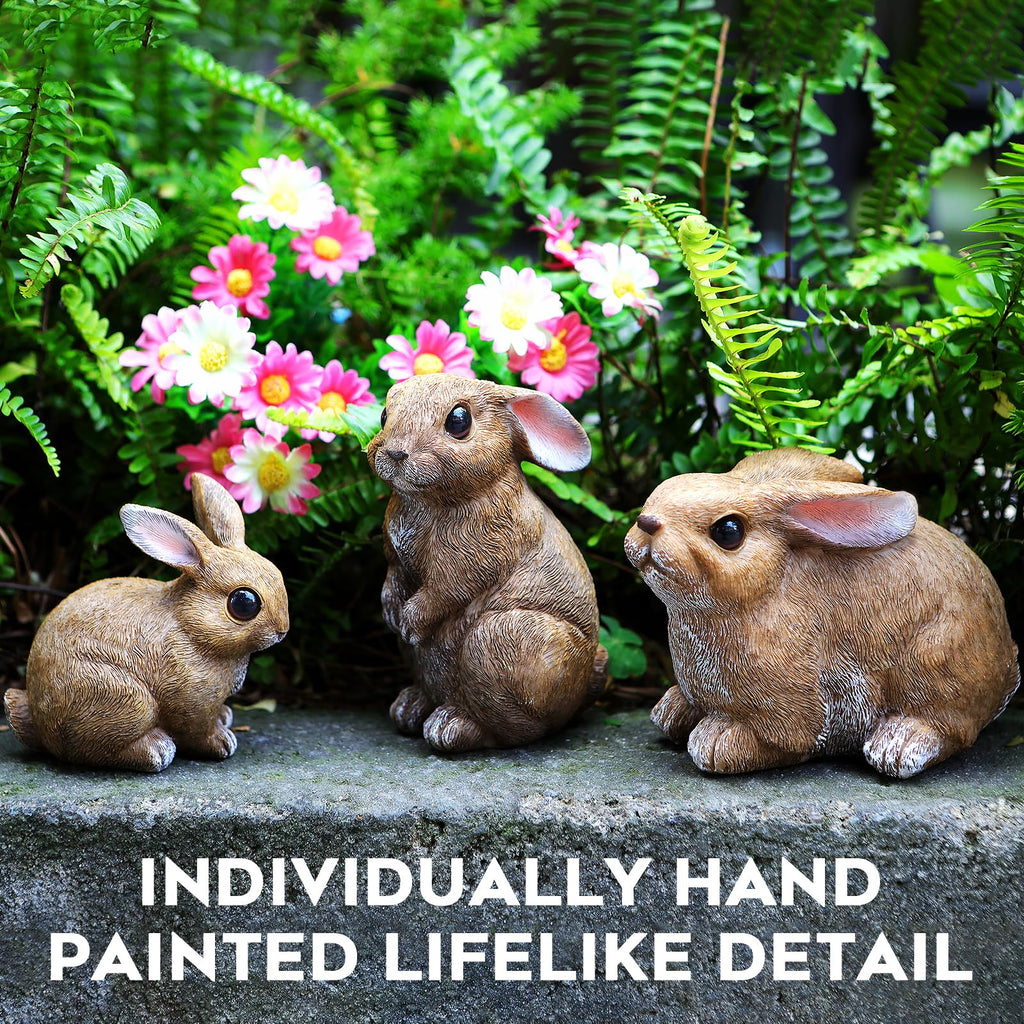 Bunny Decor Set of 3 Resin Easter Garden Statues Outdoor Indoor Home Yard