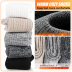 Sandsuced Womens Slouchy Boot Socks Winter Warm Cozy Slouch Scrunch Winter Fuzzy Fluffy Crew Socks 5 Pairs Gifts Stocking Stuffers(Black/Dark Grey/Light Grey/Khaki/White, M)