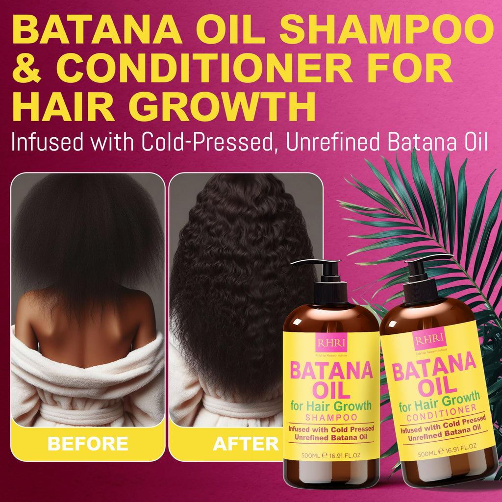 Rida Hair Research Institute Batana Oil Shampoo & Conditioner Set for Hair Growth Lightening Thinning Hair for Men and Women